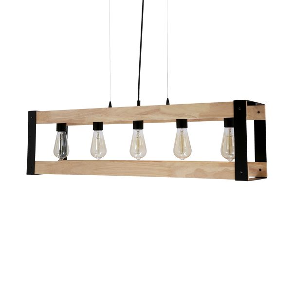 ΦΩΤΙΣΤΙΚΟ  5ΦΩΤΟ 40W E27 ΠΛΑΙΣΙΟ ΜΕΤΑΛΛΟ ΞΥΛΟ ΦΥΣΙΚΟ/ΜΑΥΡΟ