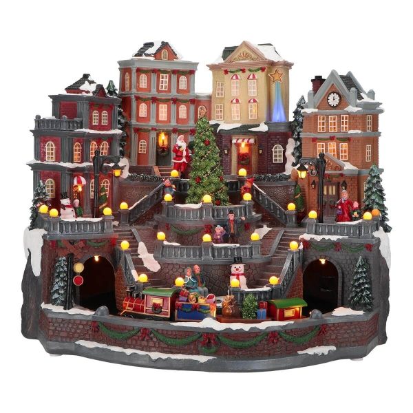 ΠΟΛΗ ΜΕ ΤΡΕΝΟ Κ ΔΕΝΤΡΑ LED animated Adaptor 46x41x37,5cm multicolor