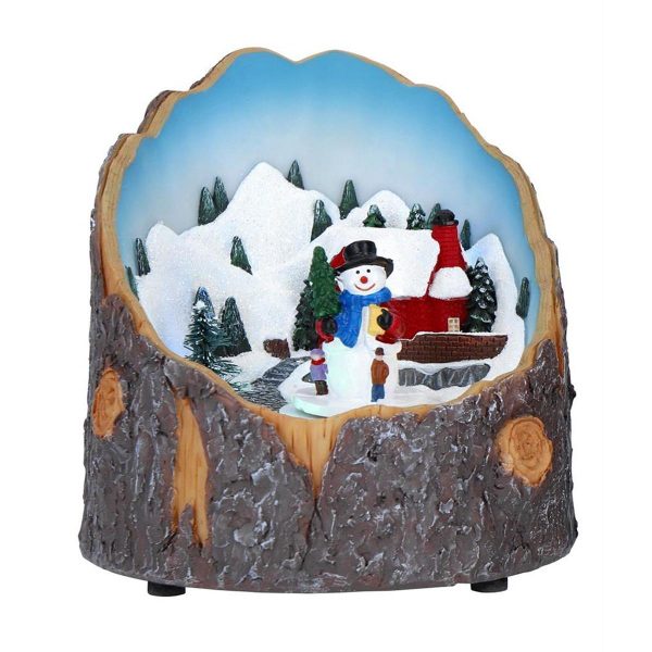 ΚΟΡΜΟΣ ΔΕΝΤΡΟΥ ΜΕ ΧΙΟΝΑΝΘΡΩΠΟ LED ΜΠΑΤΑΡΙΑΣ ΚΑΦΕ/ΓΑΛΑΖΙΟ 14x14x14cm