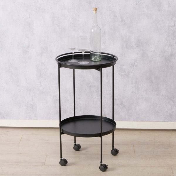 ΤΡΑΠΕΖΙ ΜΠΑΡ ΤΡΟΧΗΛΑΤΟ Alfonso H71cm, D40cm, ΜΑΥΡΟ ΜΕΤΑΛΛΟ