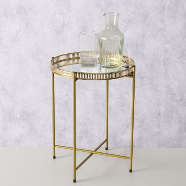 ΤΡΑΠΕΖΙ ΒΟΗΘΗΤΙΚΟ Lionel H47cm D37cm ΧΡΥΣΟ ΑΝΤΙΚΕ ΜΕΤΑΛΛΟ