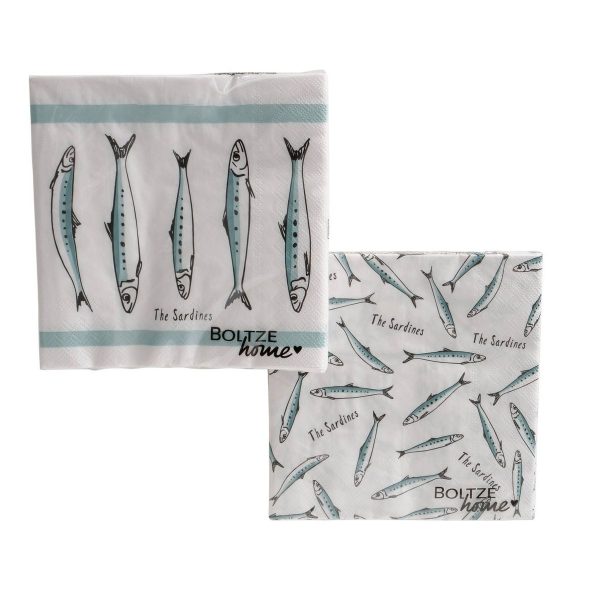 ΧΑΡΤΟΠΕΤΣΕΤΕΣ 2/ass ΣΧΕΔΙΟ Sardine, ΛΕΥΚΟ ΤΙΡΚΟΥΑΖ ΧΑΡΤΙ