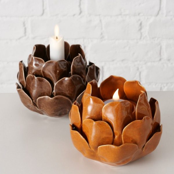 ΚΗΡΟΠΗΓΙΟ 2/ass ΑΝΘΟΣ Maleva  ΚΑΦΕ ΣΚ.ΚΑΦΕ H10cm, D14cm ΚΕΡΑΜΙΚΟ