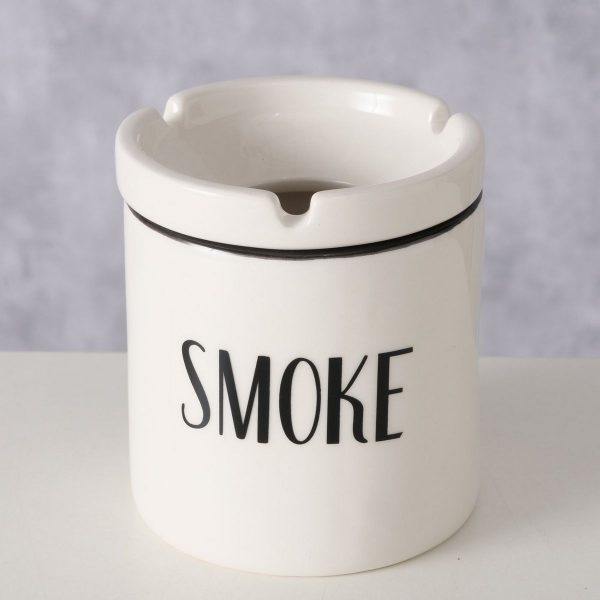 ΣΤΑΧΤΟΔΟΧΕΙΟ Smoke H10cm D9cm  ΑΣΠΡΟ ΜΑΥΡΟ ΚΕΡΑΜΙΚΟ