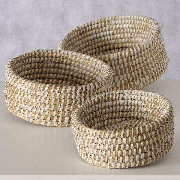 ΚΑΛΑΘΙ Set/3 Hamilton  H 8/10/12cm, D22/26/30cm, Plastic, Straw