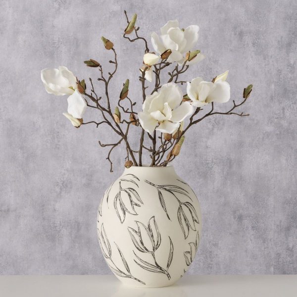 ΒΑΖΟ Carina ΛΕΥΚΟ H 25,00 cm, Floral, ΚΕΡΑΜΙΚΟ