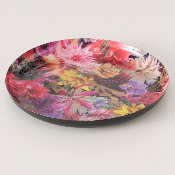 ΔΙΣΚΟΣ ΣΧΕΔΙΟ Opulent, H3cm D30cm Floral, ΜΑΥΡΟ ΜΕΤΑΛΛΟ