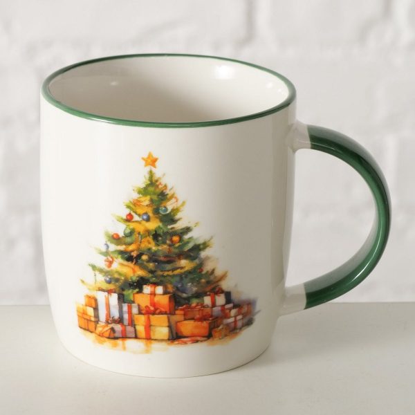 ΚΟΥΠΑ ΜΕ ΧΡΙΣΤΟΥΓΕΝΝΙΑΤΙΚΟ ΔΕΝΤΡΟ Navis 340ml Dishwasher proof ΕΚΡΟΥ ΠΡΑΣΙΝΟ New Bone