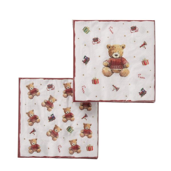 ΧΑΡΤΟΠΕΤΣΕΤΕΣ 2/ass 20τμχ ΑΡΚΟΥΔΑΚΙΑ Bailey   ΛΕΥΚΟ ΚΟΚΚΙΝΟ ΚΑΦΕ ΧΑΡΤΙ