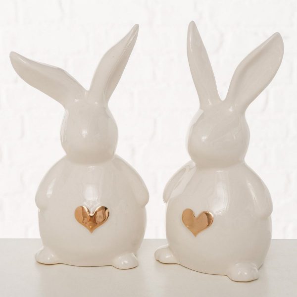 ΛΑΓΟΣ 2/ass ΦΙΓΟΥΡΑ ΛΕΥΚΟ ΧΡΥΣΗ ΚΑΡΔΙΑ Jeppe  11Χ10Χ20cm ΠΟΡΣΕΛΑΝΗ