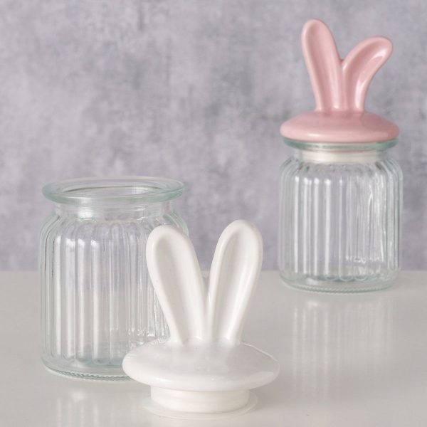 ΔΟΧΕΙΟ ΑΠΟΘΗΚΕΥΣΗΣ 2/ass H17cm D8cm ΔΙΑΦΑΝΕΣ ΓΥΑΛΙ ΜΕ ΚΑΠΑΚΙ ΑΥΤΙΑ ΛΑΓΟΥ Lollo, 260ml Dishwasher proof, ΡΟΖ ΛΕΥ