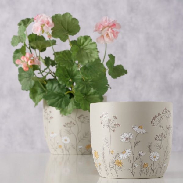 ΚΑΣΠΩ Set/2 ΣΧΕΔΙΟ Meadow H12/16cm, D13/18cm ΚΑΦΕ Concrete, Floral