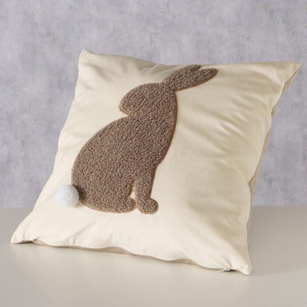 ΜΑΞΙΛΑΡΙ ΛΑΓΟΣ Hasy, 45Χ45Χ12cm ΚΡΕΜ ΚΑΦΕ Nylon, Polyester