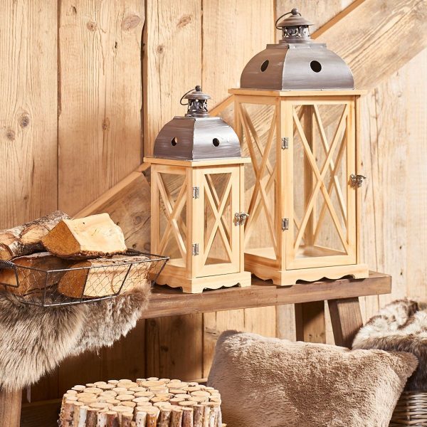 ΦΑΝΑΡΙ Bristol Set/3 Indoor, ΦΥΣΙΚΟ ΞΥΛΟ, ΜΑΥΡΟ ΜΕΤΑΛΛΟ 16Χ16Χ42cm, 22Χ22Χ59cm, 31Χ31Χ82cm