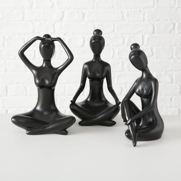 ΓΥΝΑΙΚΑ 3/ass Yoga ΦΙΓΟΥΡΑ ΜΑΥΡΟ, H30cm, D30cm Polyresin