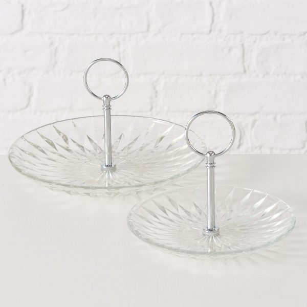 ΠΙΑΤΕΛΑ Set/2 ΔΙΑΦΑΝΕΣ ΓΥΑΛΙ ΜΕ ΧΡΩΜΙΟ D15-20  H12cm