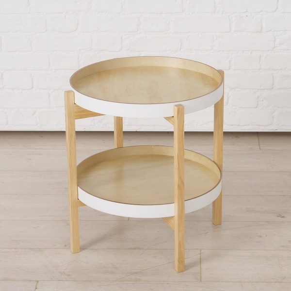 ΤΡΑΠΕΖΙ ΒΟΗΘΗΤΙΚΟ Dragan H51cm W50cm ΛΕΥΚΟ ΜΕ ΦΥΣΙΚΟ ΞΥΛΟ ΠΕΥΚΟ, MDF