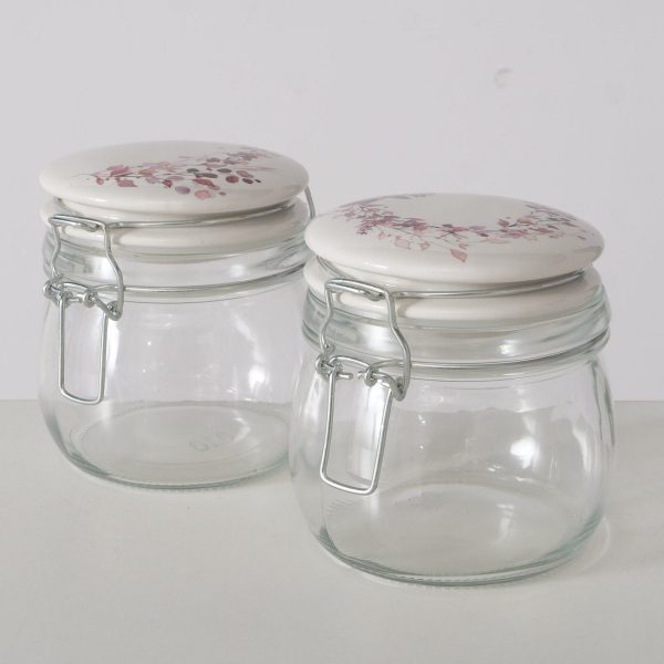 ΔΟΧΕΙΟ ΑΠΟΘΗΚΕΥΣΗΣ 2/ass ΣΧΕΔΙΟ ΦΥΛΛΑ ΚΑΦΕ ΡΟΖ Bernada 450ml 12Χ11Χ11cm Iron ΓΥΑΛΙ ΠΟΡΣΕΛΑΝΗ ΣΙΛΙΚΟΝΗ