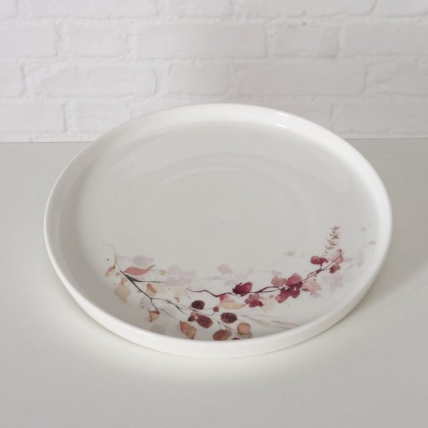 ΠΙΑΤΟ Bernada ΣΧΕΔΙΟ ΦΥΛΛΑ ΚΑΦΕ ΡΟΖ D21cm New Bone ΚΕΡΑΜΙΚΟ Dishwasher proof