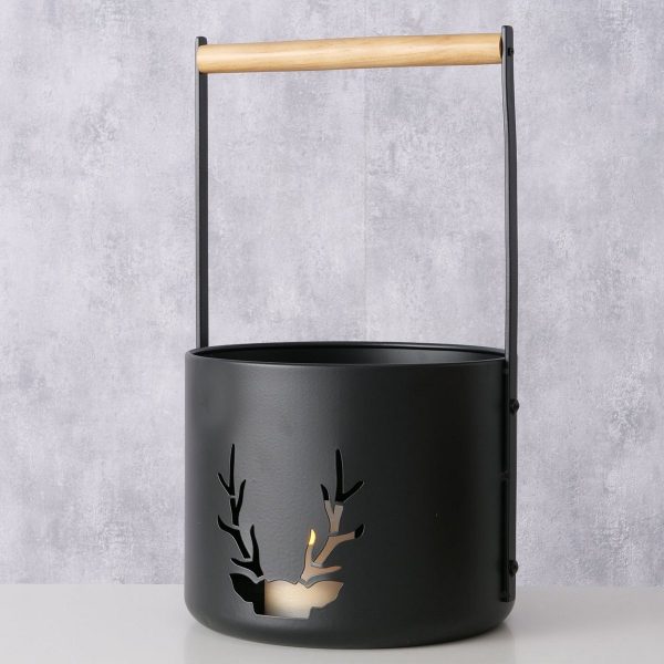 ΔΟΧΕΙΟ Vilbert ΣΧΕΔΙΟ ΕΛΑΦΙ ΜΑΥΡΟ ΜΕΤΑΛΛΙΚΟ H49,5cm D28cm