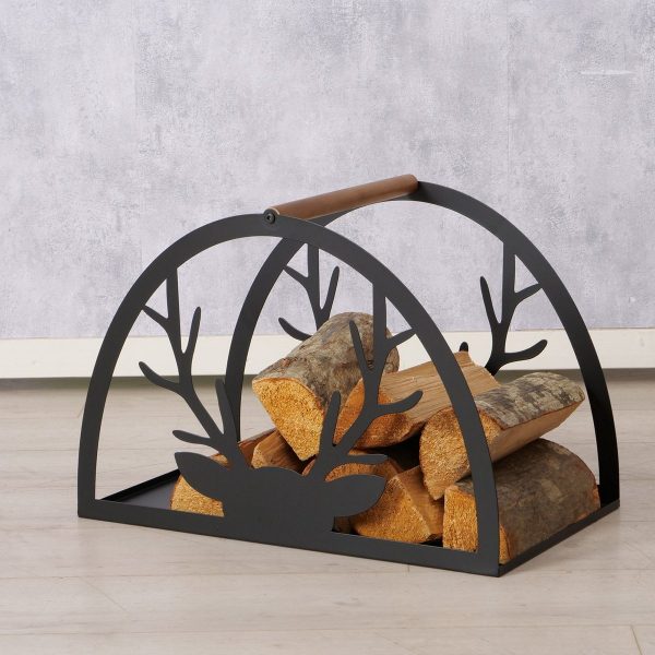 ΚΑΛΑΘΙ ΜΑΥΡΟ ΜΕΤΑΛΛΙΚΟ ΞΥΛΙΝΟ ΧΕΡΟΥΛΙ ΣΧΕΔΙΟ ΕΛΑΦΙ Vilbert 55Χ32Χ38cm