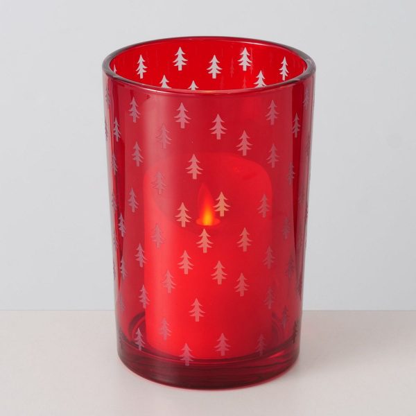 ΚΗΡΟΠΗΓΙΟ Kuusi ΚΟΚΚΙΝΟ ΓΥΑΛΙ ΜΕ ΔΕΝΤΡΑΚΙΑ H17,7cm D11,9cm