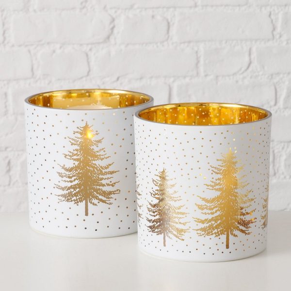 ΚΗΡΟΠΗΓΙΟ 2/ass Platina ΛΕΥΚΟ ΧΡΥΣΟ ΠΟΥΑ H15cm D15,5cm ΓΥΑΛΙ