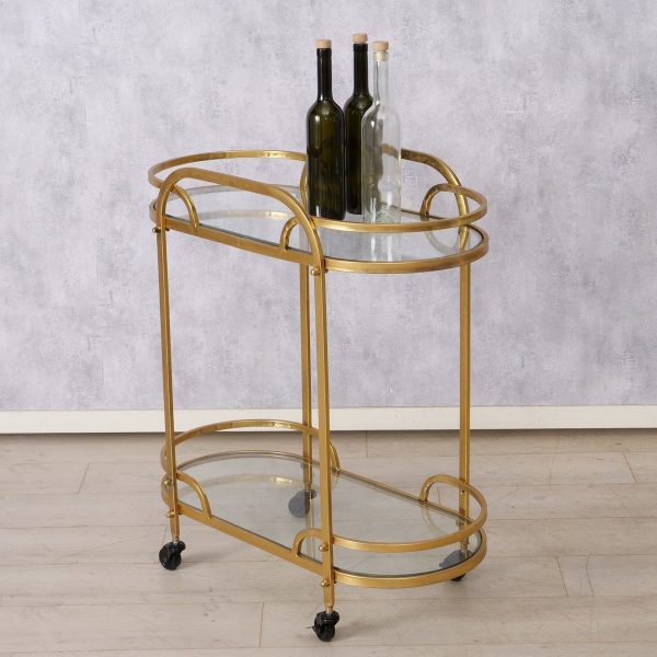 ΜΠΑΡ ΤΡΟΧΗΛΑΤΟ ΜΕΤΑΛΛΙΚΟ ΑΝΤΙΚΕ ΧΡΥΣΟ ΜΕ ΚΑΘΡΕΠΤΗ Giovanni 41Χ79,5Χ87cm