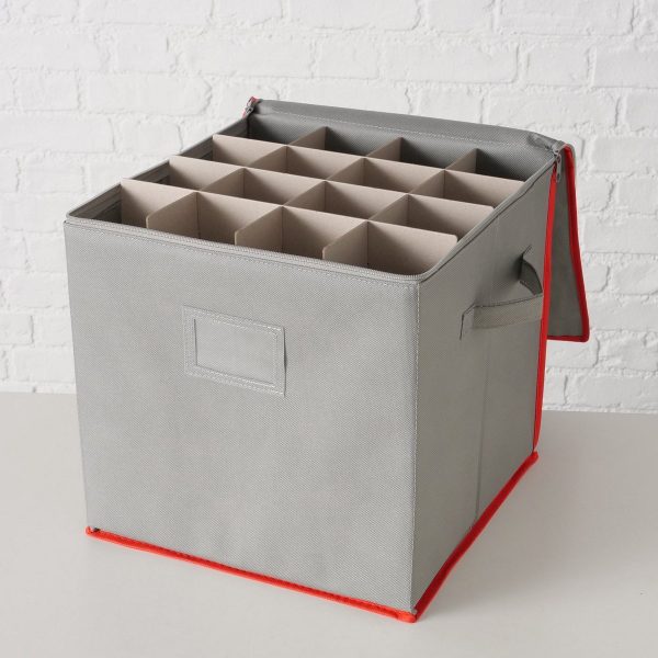 ΚΟΥΤΙ ΔΙΑΚΟΣΜΗΤΙΚΟ ΜΕ ΘΕΣΕΙΣ Boxy ΓΚΡΙ ΚΟΚΚΙΝΟ 33,5Χ33,5Χ32,5cm ΧΑΡΤΙ Polyester