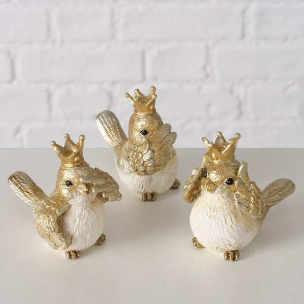 ΠΟΥΛΙ 3/ass ΦΙΓΟΥΡΑ Kingsley  ΛΕΥΚΟ ΧΡΥΣΟ 5x7,4x7,2cm Polyresin