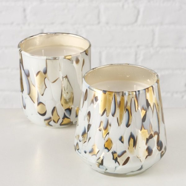 ΚΗΡΟΠΗΓΙΟ ΜΕ ΚΕΡΙ 2/ass ΓΥΑΛΙ ΛΕΥΚΟ ΧΡΥΣΟ Zeena H11cm D10cm  ΠΑΡΑΦΙΝΗ