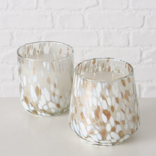 ΚΗΡΟΠΗΓΙΟ 2/ass Dotti ΛΕΥΚΟ ΧΡΥΣΟ ΜΕ ΚΕΡΙ H11cm D10cm ΓΥΑΛΙ ΠΑΡΑΦΙΝΗ