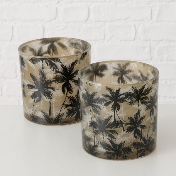 ΚΗΡΟΠΗΓΙΟ 2/ass ΣΧΕΔΙΟ ΦΟΙΝΙΚΑΣ Palma ΠΡΑΣΙΝΟ ΜΑΥΡΟ H15cm ΓΥΑΛΙ