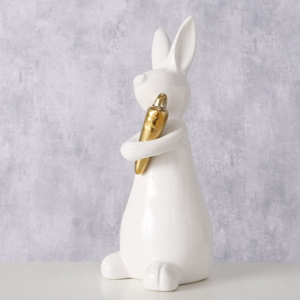 ΛΑΓΟΣ ΦΙΓΟΥΡΑ ΜΕ ΧΡΥΣΟ ΚΑΡΟΤΟ Hopsi 7Χ7Χ17cm ΛΕΥΚΟ ΚΕΡΑΜΙΚΟ