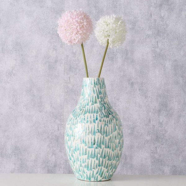 ΒΑΖΟ ΨΗΦΙΔΩΤΟ Sirel ΓΑΛΑΖΙΟ ΜΠΛΕ  H42cm D24cm Bamboo, Capiz, Mosaic