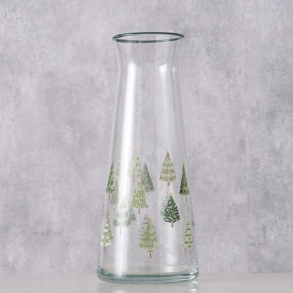 ΚΑΡΑΦΑ Trimas 1.145 ml ΓΥΑΛΙ ΔΙΑΦΑΝΟ ΜΕ ΠΡΑΣΙΝΑ ΔΕΝΤΡΑ H25cm D10,50cm