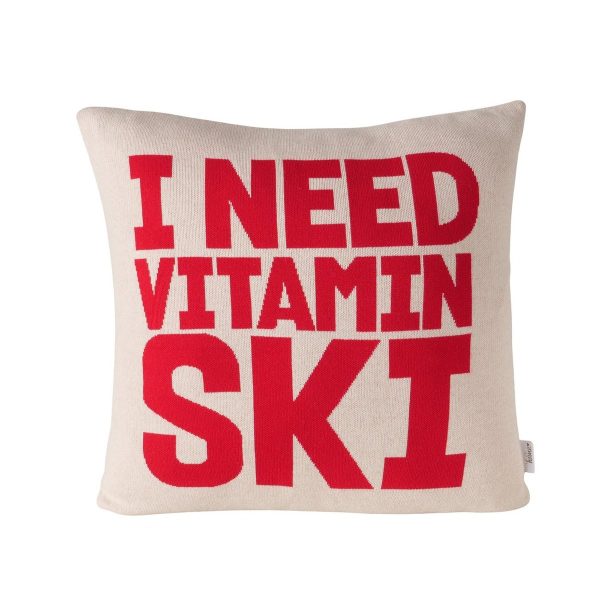 ΜΑΞΙΛΑΡΙ Ski 50Χ50Χ05cm ΛΕΥΚΟ ΚΟΚΚΙΝΟ Cotton