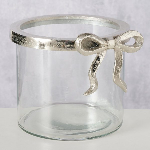 ΚΗΡΟΠΗΓΙΟ ΜΕ ΦΙΟΓΚΟ Lingka 18X19X17cm ΓΥΑΛΙ ΜΕ ΑΣΗΜΙ ΑΛΟΥΜΙΝΙΟ