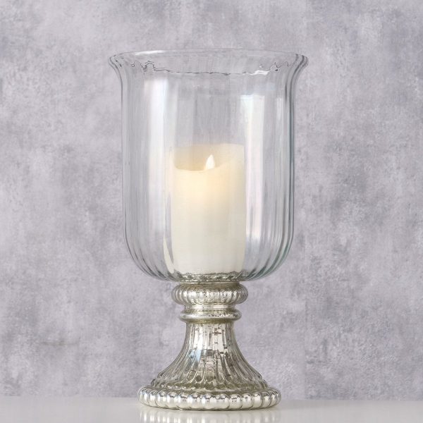 ΚΗΡΟΠΗΓΙΟ Eluise ΓΥΑΛΙ ΔΙΑΦΑΝΕΣ H33,2cm D19,2cm ΒΑΣΗ ΑΣΗΜΙ Stainless steel nickle