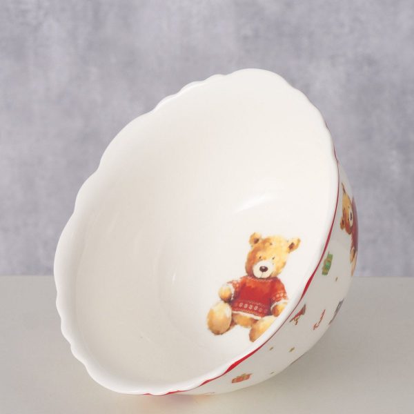 ΜΠΟΛ ΑΡΚΟΥΔΑΚΙΑ Bailey 500ml H6,5cm D14cm ΚΑΦΕ ΚΟΚΚΙΝΟ ΛΕΥΚΟ New Bone ΠΟΡΣΕΛΑΝΗ