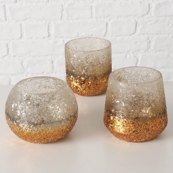 ΚΗΡΟΠΗΓΙΟ 3/ass ΧΑΛΚΙΝΟ Jaenna H10,5cm D12cm ΓΥΑΛΙ