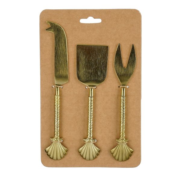 ΣΕΤ ΜΑΧΑΙΡΙΑ ΤΥΡΙΩΝ 3τμχ Aurel ΧΡΥΣΟ l21,5xw5cm