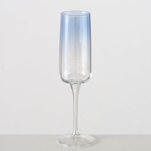 ΠΟΤΗΡΙ ΣΑΜΠΑΝΙΑΣ Anneta, ΓΥΑΛΙ ΜΠΛΕ ΛΕΥΚΟ lacquered, H22cm D6cm