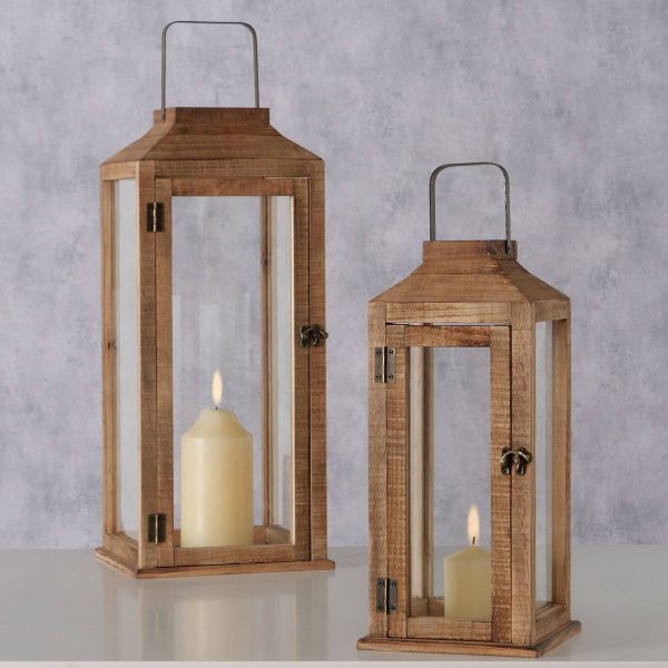 ΦΑΝΑΡΙ Set/2 Ottawa ΦΥΣΙΚΟ ΞΥΛΟ 18Χ18Χ40cm 24Χ24Χ56cm