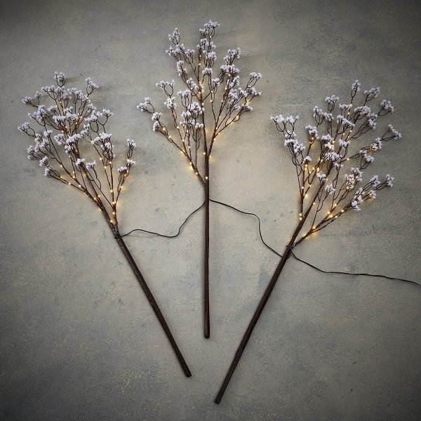 ΚΛΑΔΙ ΛΕΥΚΑ ΑΝΘΗ 3ΤΜΧ 45LED ΚΛΑΣΣΙΚΟ ΛΕΥΚΟ IP44 adapter included with timer  H100 D60cm PVC