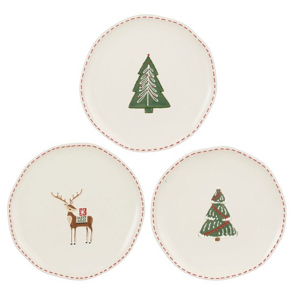 ΠΙΑΤΕΛΑ 3/ass Fran ΔΕΝΤΡΟ/ΕΛΑΦΙ off white h1,5 d27cm stoneware