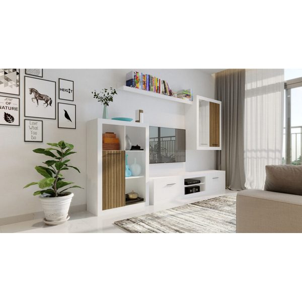 ΣΥΝΘΕΣΗ MARSEILLE ΣΕΤ/4 ΛΕΥΚΟ nymphaea alba / ΚΑΦΕ ΣΤΟΡΑΚΙ ΞΥΛΟΥ tablilla ΦΩΤΙΣΜΟ (ΕΠΙΠΛΟ ΤΒ, ΡΑΦΙ, ΕΠΙΤΟΙΧΙΑ ΒΙΤΡΙΝΑ, ΝΤΟΥΛΑΠΙ) 70/200/40cm ΜΕΛΑΜΙΝΗ (ΟΔΗΓΟΣ ΣΥΝΑΡΜΟΛΟΓΗΣΗΣ)