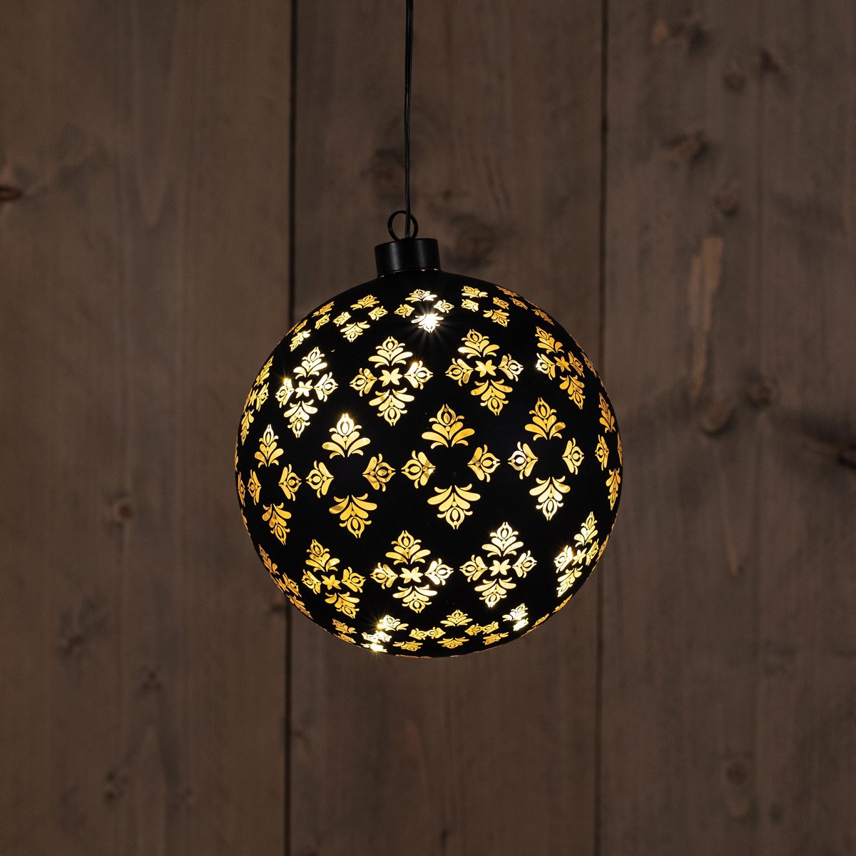 ΜΠΑΛΑ ΓΥΑΛΙ BAROQUE ΜΑΥΡΟ/ΧΡΥΣΟ ΓΥΑΛΙ 15CM 12LED ΘΕΡΜΟ ΛΕΥΚΟ / ΧΡΥΣΟ ΕΣΩΤΕΡ / 2XAAA ΜΠΑΤΑΡΙΑ