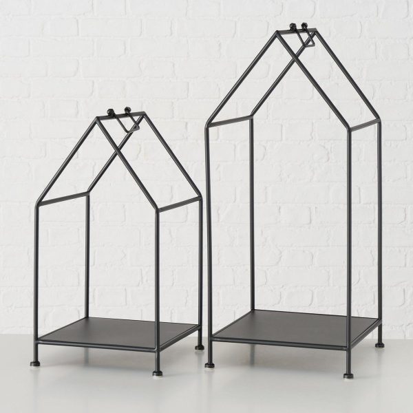 ΡΑΦΙΕΡΑ Set/2  ΣΧΗΜΑ ΣΠΙΤΙ Mikado L30-35 W29-32 H57-77cm ΜΑΥΡΟ ΜΕΤΑΛΛΟ