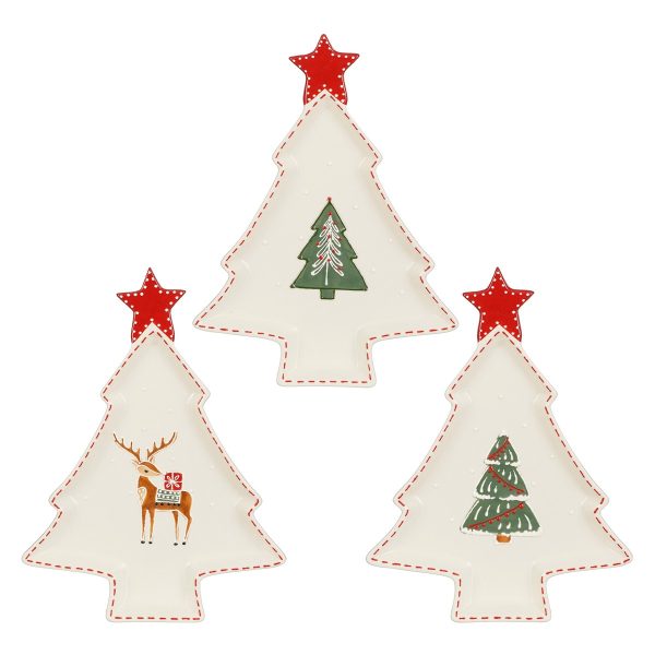 ΠΙΑΤΕΛΑ 3/ass Fran ΣΧΗΜΑ ΔΕΝΤΡΟ off white L25 W34 H2,5cm stoneware